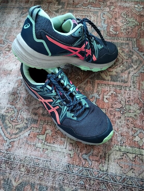 Asics Other - EUC ASICS Gel Venture Navy Sneakers with Mint and Pink Accents Men 11/Women 12.5
